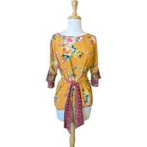 Anthropologie Yellow Floral Blouse